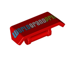 Vehicle, Spoiler 2 x 4 with Bar Handle with 'WORLD GRAND PRIX' Pattern: {ярко червен}