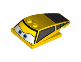 Wedge 6 x 4 x 1 1/3 with 4 x 4 Base with Blue Eyes, Windows and Rear Grille Pattern: {ярко жълт}