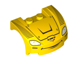 Vehicle, Mudguard 3 x 4 x 1 2/3 Curved Front with Headlights and Smile Pattern (Jeff Gorvette): {ярко жълт}