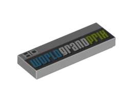 Tile 1 x 3 with 'WORLD GRAND PRIX' Pattern: {умерено каменно сив}