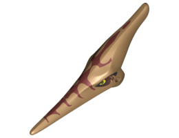 Dinosaur Head Pteranodon with Eyes and Dark Red Stripes Pattern: {умерен нуга}
