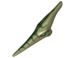 Dinosaur Head Pteranodon with Eyes and Dark Green Stripes Pattern: {маслинено зелен}