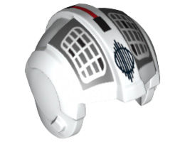 Minifigure, Headgear Helmet SW Rebel Pilot with White Grid on Dark Bluish Gray Pattern: {бял}