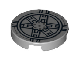 Tile, Round 2 x 2 with Black SW Tie Fighter Pattern (9492): {умерено каменно сив}