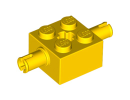Brick, Modified 2 x 2 with Pins and Axle Hole: {ярко жълт}