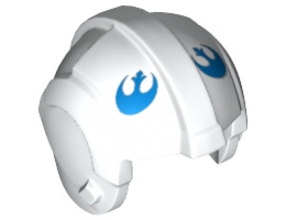 Minifigure, Headgear Helmet SW Rebel Pilot with Blue Rebel Logo Pattern : {бял}