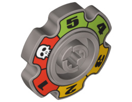 Technic Tread Sprocket Wheel Small with Glatorian Game Pattern: {сребърно метален}