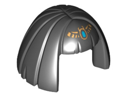 Minifigure, Hair Female Mid-Length, Smooth with Bangs and Gold Diadem Pattern (Egyptian Queen): {черен}