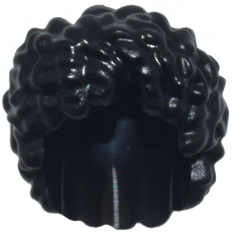 Black Minifigure, Hair Curly, Bushy, Hole on Top: {черен}
