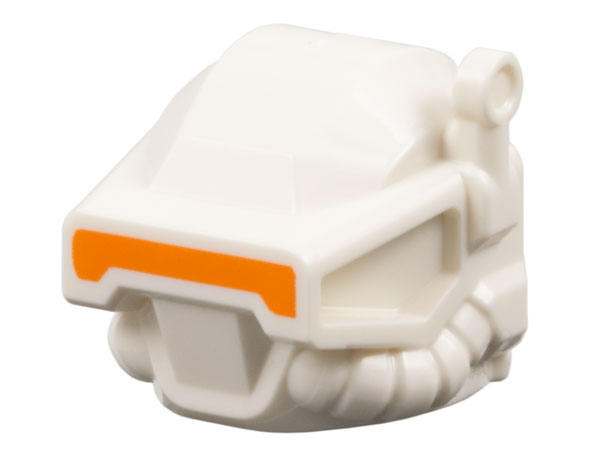 Minifigure, Headgear Helmet Space with Closed Visor, Breathing Tubes and Antenna with Orange Lens Pattern: {бял}