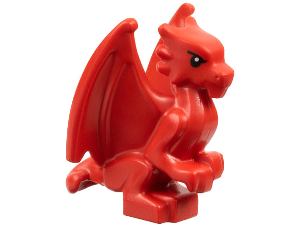 Dragon, Baby, Perched with Folded Wings with Black Eyes and Eyebrows Pattern: {ярко червен}