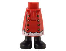 Mini Doll Hips and Skirt Long, Robe with Gold Buttons and White Trim, Black Boots Pattern - Thick Hinge: {ярко червен}