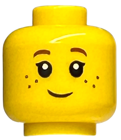 Minifigure, Head Child Black Eyelashes, Dark Red Eyebrows, Freckles Pattern: {ярко жълт}
