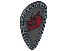 Minifigure, Shield Ovoid with Boar Head and Silver Border Pattern: {черен}