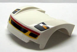 Vehicle, Mudguard 3 x 4 x 1 2/3 Curved Front with Headlights and Grille with Red and Yellow Trim Pattern: {бял}