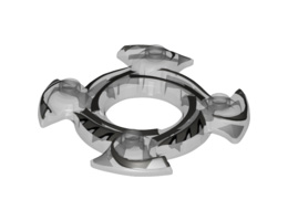 Ring 4 x 4 with 2 x 2 Hole and 4 Swirl Ends with Black and Silver Pattern (Ninjago Spinner Crown): {прозрачен}