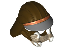 Minifigure, Headgear Helmet SW Skiff Guard (Lando Pattern): {тъмно кафяв}