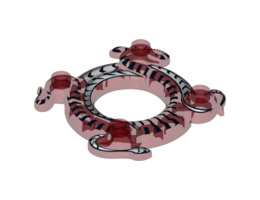 Ring 4 x 4 with 2 x 2 Hole and 2 Intertwined Snakes with White and Black Pattern (Ninjago Spinner Crown): {прозрачно червен}