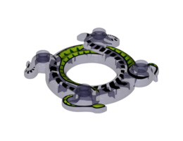 Ring 4 x 4 with 2 x 2 Hole and 2 Intertwined Snakes with Lime Green Pattern (Ninjago Spinner Crown): {прозрачно ярко синьо-виолетов}