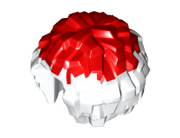 Minifigure, Utensil Cheerleader Pom Pom with Red Top Pattern: {бял}