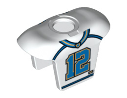 Minifigure, Hockey Body Armor with Football Jersey and Number 12 Pattern: {бял}