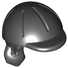 Mini Doll, Hair Combo, Hair with Hat, Long Ponytail, Side Bangs, Hole in Back with Black Horse Riding Helmet Pattern : {черен}