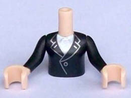 Torso Mini Doll Friends Black Jacket with White Blouse Pattern, Light Nougat Arms with Hands with Black Sleeves: {светло нуга}