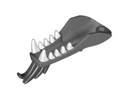 Dragon Head (Ninjago) Lower Jaw with White Teeth and Black Spines Pattern : {тъмно каменно сив}