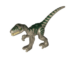 Dinosaur, Coelophysis / Gallimimus with Dark Green Stripes and Yellow Eyes Pattern : {пясъчно жълт}