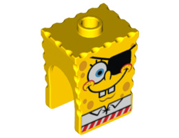 Minifigure, Head Modified SpongeBob SquarePants with Eyepatch Pattern : {ярко жълт}