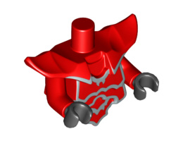 Torso, Modified Short with Armor Breastplate with Shoulder Ridges and Silver Edges Pattern / Red Arms / Black Hands: {ярко червен}
