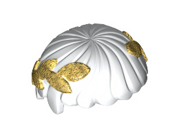 Minifigure, Hair Short, Straight Cut Fringe with Gold Laurel Wreath Pattern: {бял}