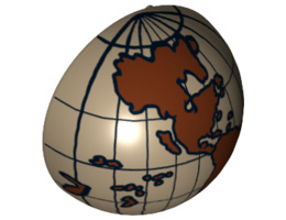 Cylinder Hemisphere 2 x 2 with Cutout with the Americas and South Pacific Dark Brown Globe Pattern: {пясъчно жълт}