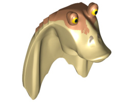 Minifigure, Head Modified SW Gungan Flat Eyes with Nougat Top Pattern : {тухлено жълт}