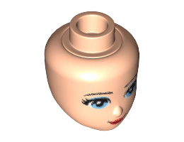 Mini Doll, Head Friends with Light Blue Eyes with Eye Shadow, Red Lips and Closed Mouth Pattern : {светло нуга}