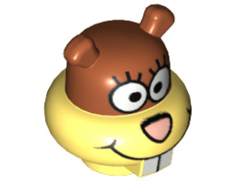Minifigure, Head Modified Sandy Cheeks Pattern (Rust Top Portion): {студено жълт}