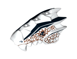 Dragon Head (Ninjago) Upper Jaw Spiny with Reddish Brown and Black Earth Spirit Pattern: {бял}