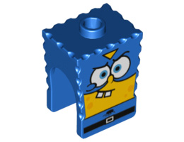 Minifigure, Head Modified SpongeBob SquarePants with Super Hero Pattern : {ярко син}