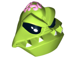 Minifigure, Head Modified Alien with 4 Fangs and Brain Tissue Pattern : {ярко жълто-зелен}