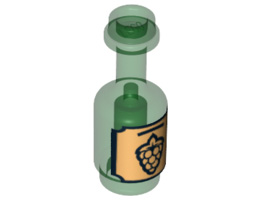 Minifigure, Utensil Bottle with Black Grapes on Gold Background Label Pattern: {прозрачно зелен}