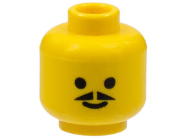 Minifigure, Head Standard Grin with Pointed Moustache Pattern: {ярко жълт}