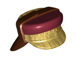 Minifigure, Headgear Hat, Neck Protector, SW Dark Red Top and Gold Flap Pattern : {червеникаво-кафяв}