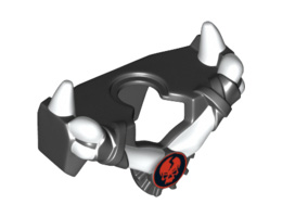 Minifigure, Armor Breastplate with Shoulder Spikes White Up and Ninjago Cracked Red Skull Pattern : {черен}