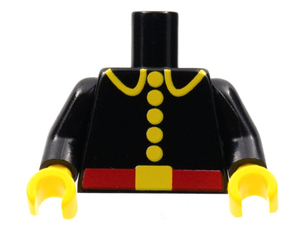 Torso Fire Uniform with Red Belt and Yellow Lapels, Buttons, and Buckle Pattern (Reissue) / Black Arms / Yellow Hands: {черен}