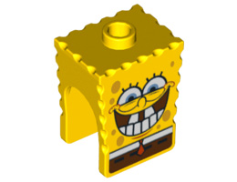 Minifigure, Head Modified SpongeBob SquarePants with Bottom Teeth Pattern : {ярко жълт}