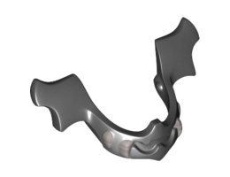 Minifigure, Visor Chin Guard Elaborate with Silver Fangs Pattern: {черен}