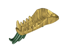 Dragon Head (Ninjago) Lower Jaw with Dark Green Spines Pattern: {топло златист}