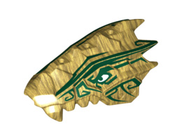 Dragon Head (Ninjago) Upper Jaw Spiny with Dark Green Stripes Pattern: {топло златист}