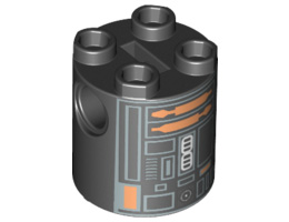 Brick, Round 2 x 2 x 2 Robot Body with Silver Lines and Copper Pattern (Imperial Astromech Droid) : {черен}