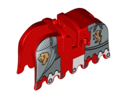 Horse Barding, Ruffled Edge with Gold Lions and Silver Plate Armor Pattern : {ярко червен}